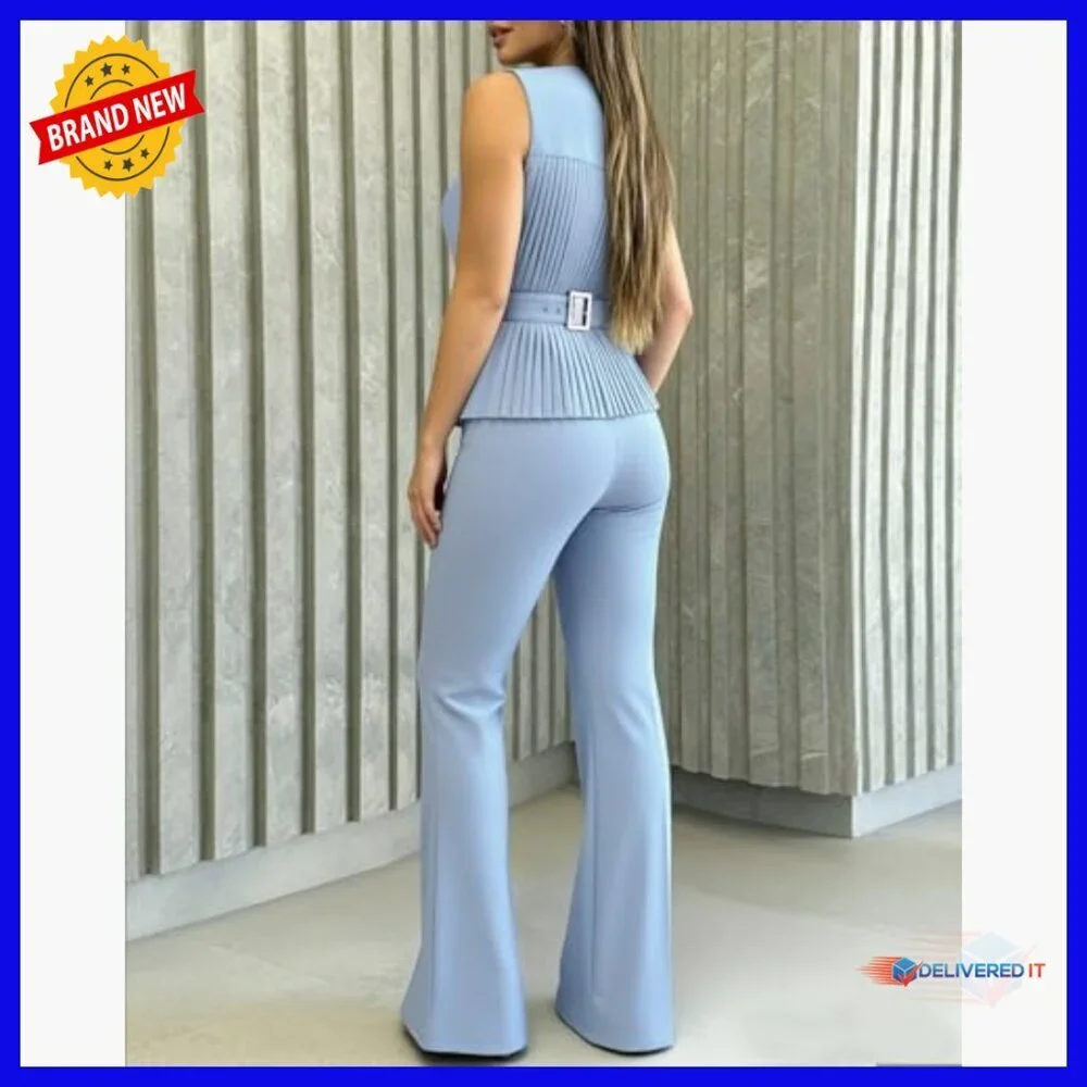 Women's 2-Piece Vest Top & Wide Leg Pants Set Business Casual Outfit